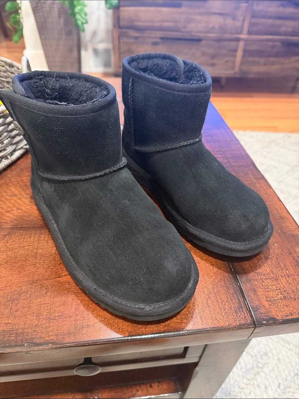 UGG Kids Black Short Suede Boot
